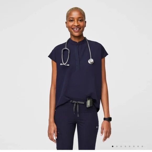 Figs Tops Figs Rafaela Style Wxxsw03 Navy Blue Scrubs Top Womens